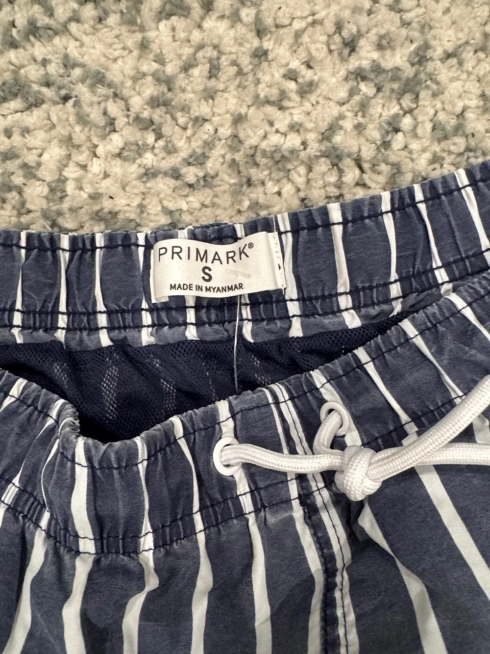 Primark Navy and White Vertical Stripe Swim Trunks